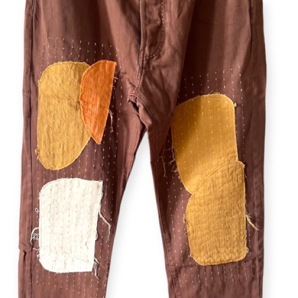 Sandrine Rose by Free People Brown (Carrub)  Patchwork Pants Size 28 - Picture 11 of 15